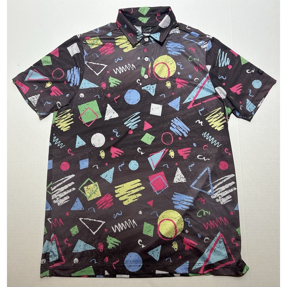 Sunday Swagger Polo Shirt Mens Medium Black Abstract Golf Performance Stretch